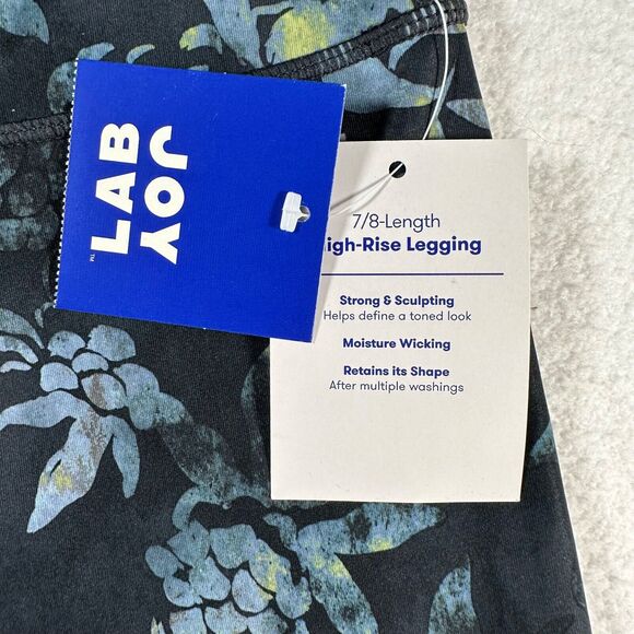 Joy Lab 7/8 Leggings Women Small Blue Green Floral Print Drawstring High Rise - Picture 3 of 9
